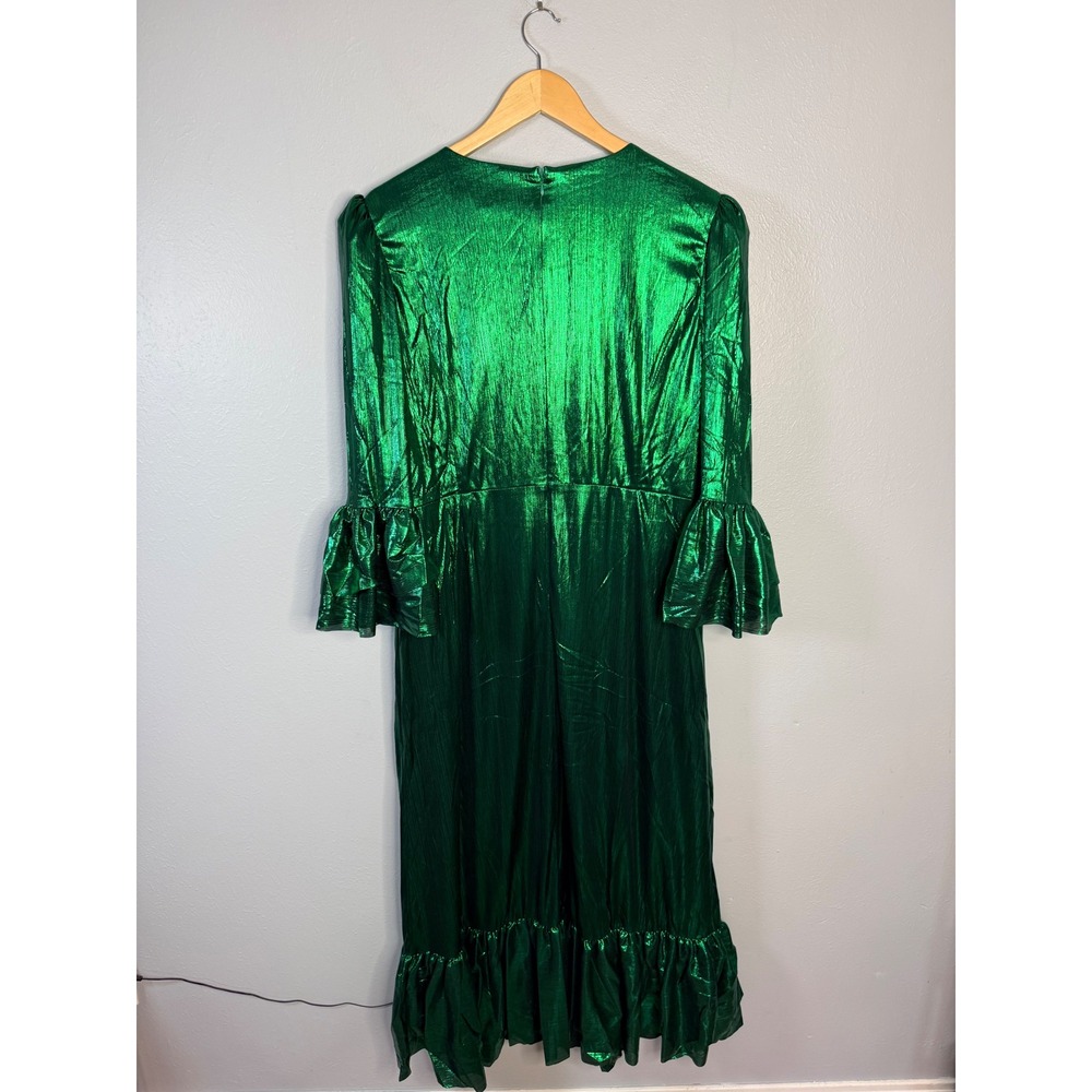 POMANDER PLACE Crinkle Lurex Lillith Maxi Dress Emerald Green XXL NWT - Picture 6 of 8